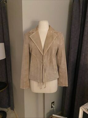 Guess Neutral Taupe Suede Zip Jacket